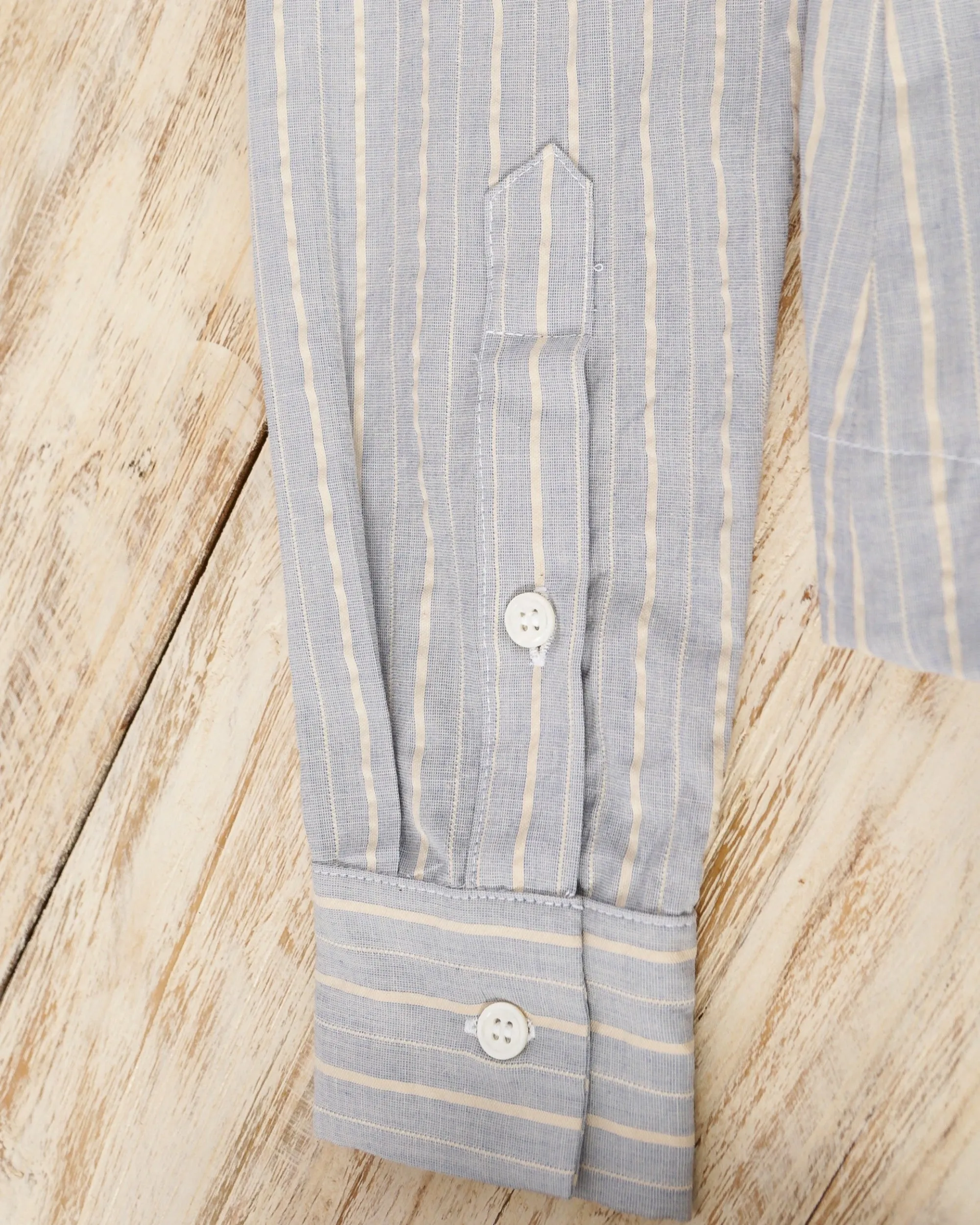 Julia Pleated Back Button Down Shirt In Blue Natural Stripe