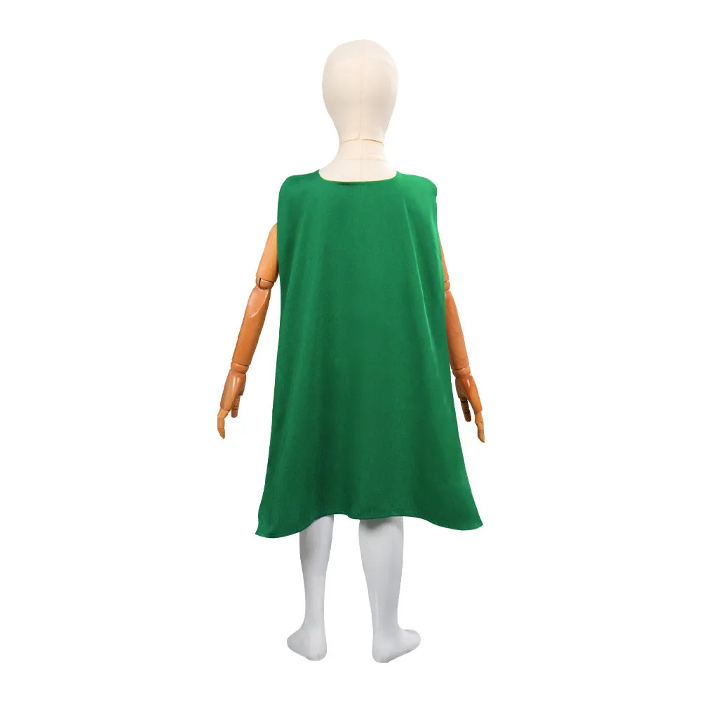 Kids Puss in Boots: The Last Wish Green Cloak Robe Outfits Halloween Carnival Party Suit