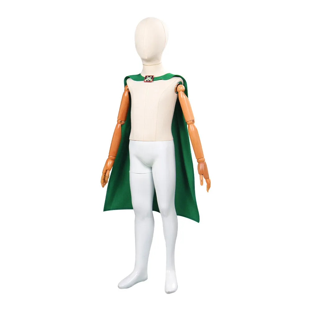 Kids Puss in Boots: The Last Wish Green Cloak Robe Outfits Halloween Carnival Party Suit