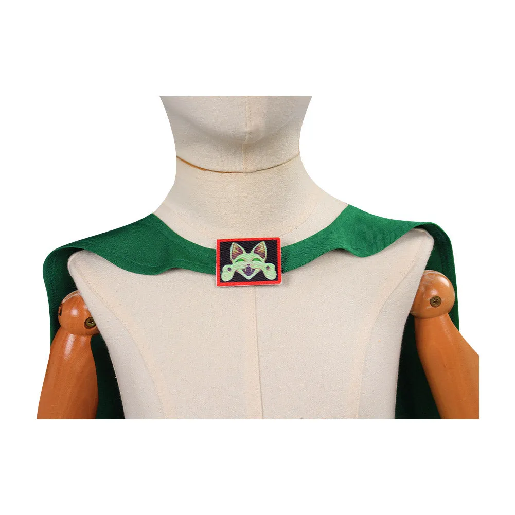Kids Puss in Boots: The Last Wish Green Cloak Robe Outfits Halloween Carnival Party Suit