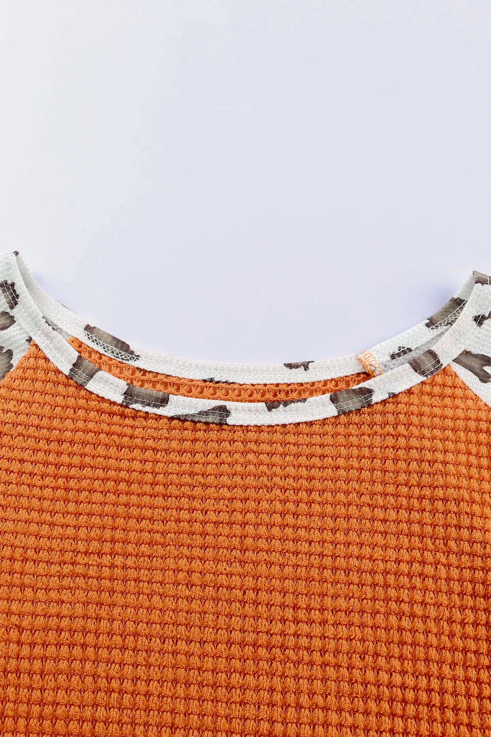 Leopard Colorblock Waffle Knit Top