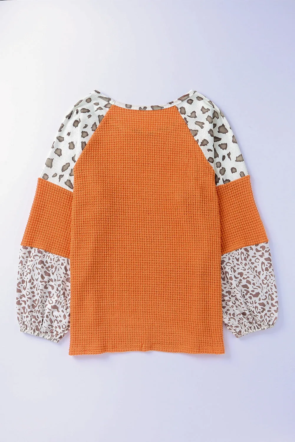Leopard Colorblock Waffle Knit Top