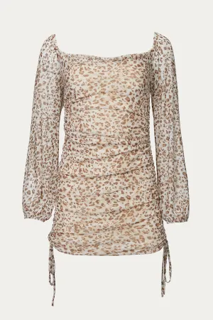 LEOPARD MESH MINI DRESS