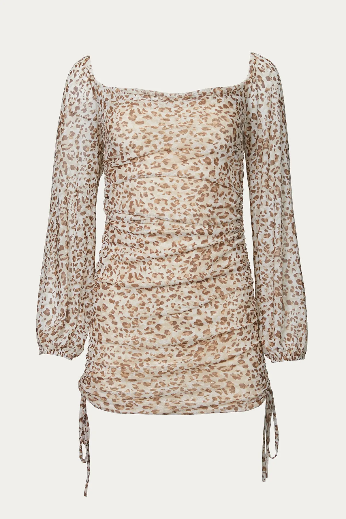 LEOPARD MESH MINI DRESS