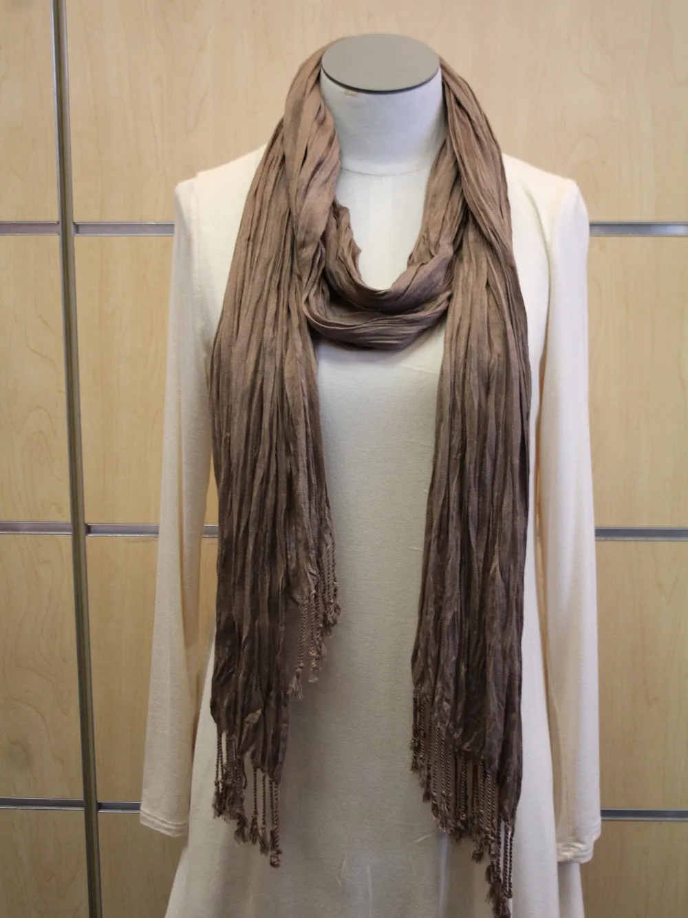 Look By M | Wrap Brown Fringe Scarf