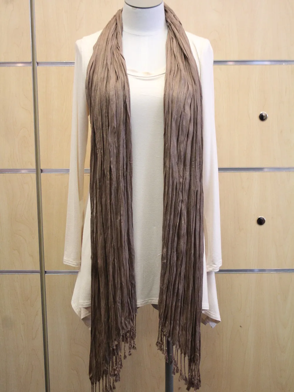 Look By M | Wrap Brown Fringe Scarf
