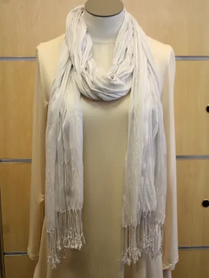 Look By M | Wrap Silver Fringe Scarf