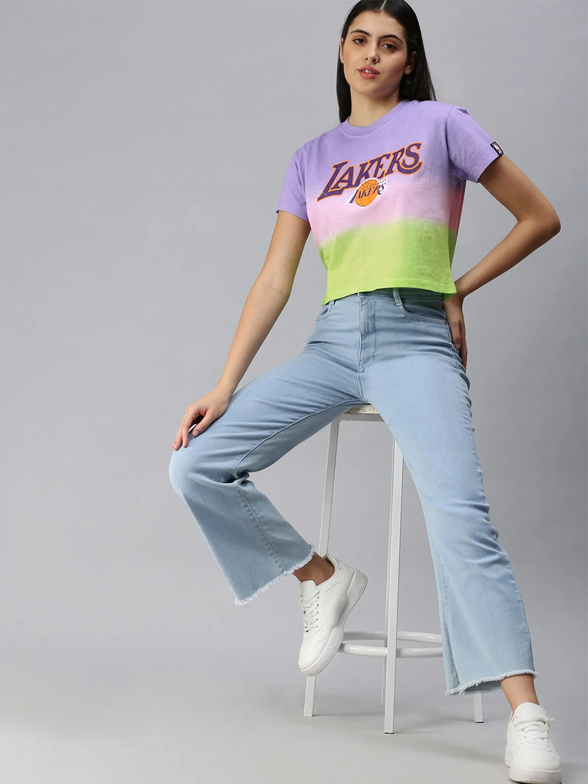 Los Angeles Lakers: Tie & Dye Crop Top - Purple