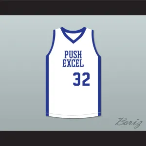 Magic Johnson 32 Push Excel Pro Basketball Classic White Basketball Jersey 1985 Charity Event