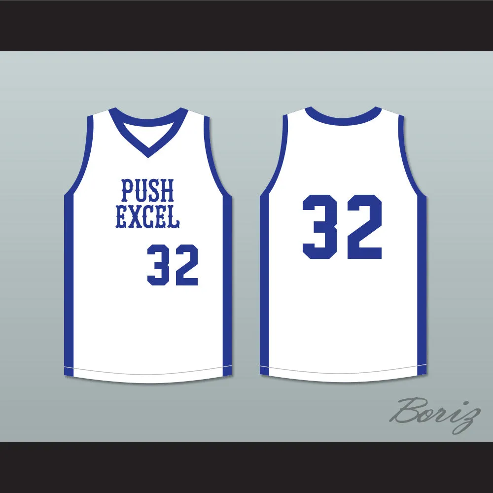 Magic Johnson 32 Push Excel Pro Basketball Classic White Basketball Jersey 1985 Charity Event