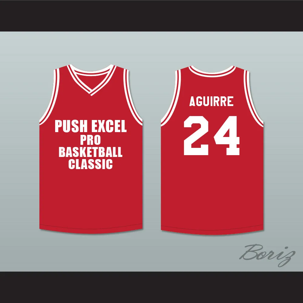 Mark Aguirre 24 Push Excel Pro Basketball Classic Red Basketball Jersey 1988 Charity Event