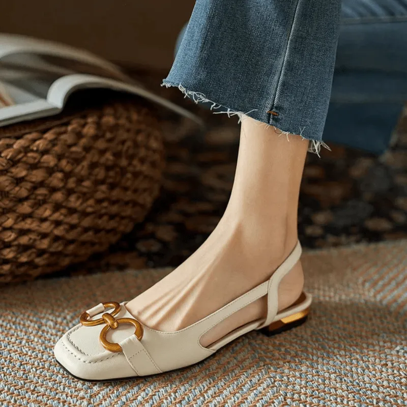 Mason | Women’s Suede Slingback Flats  Low Heel Office Sandals