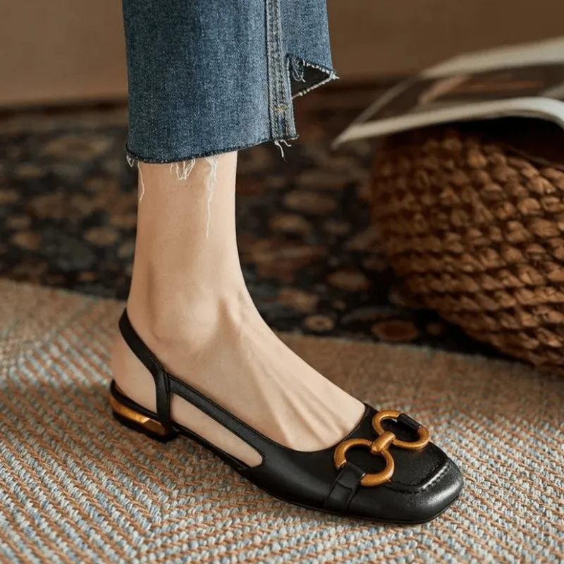 Mason | Women’s Suede Slingback Flats  Low Heel Office Sandals
