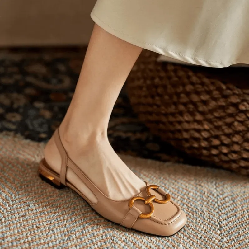 Mason | Women’s Suede Slingback Flats  Low Heel Office Sandals