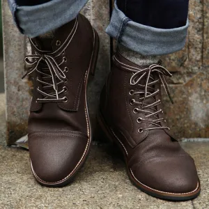 Men Pu Leather Lace-up Men Shoes High Quality Men Vintage British Military Boots Autumn Winter Plus Size 47 48 BRM-060