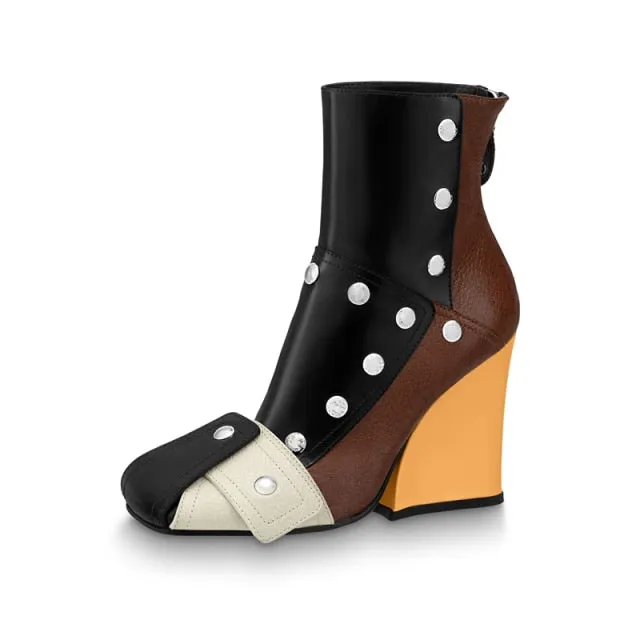 Mixed Color  Short Ankle Boots