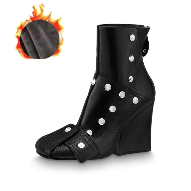 Mixed Color  Short Ankle Boots