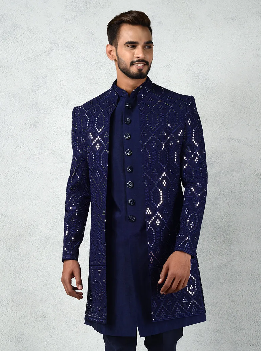 Navy Blue Indowestern | Azania