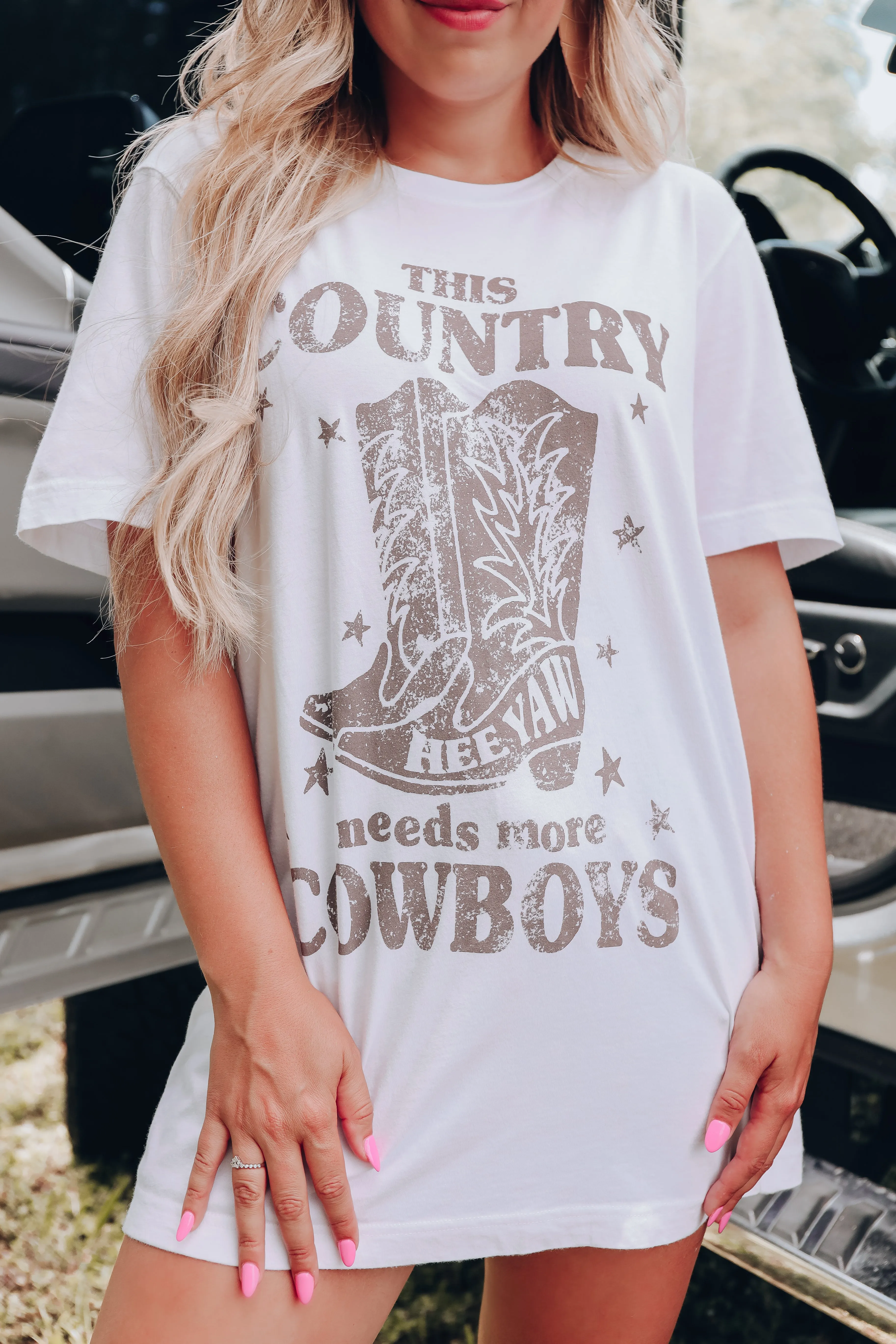 Need More Cowboys Graphic Tee - White