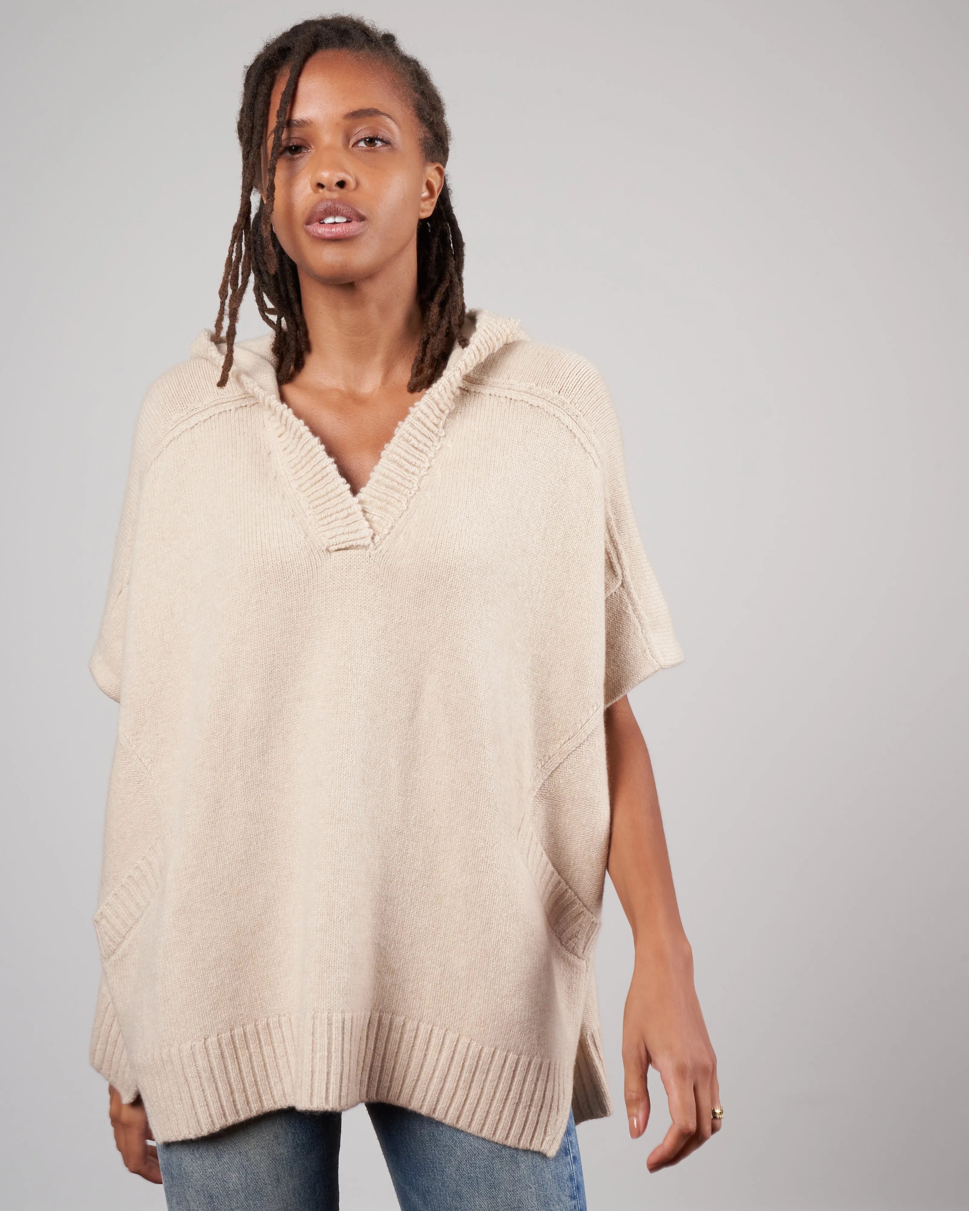 neo loop poncho - sand eco cashmere