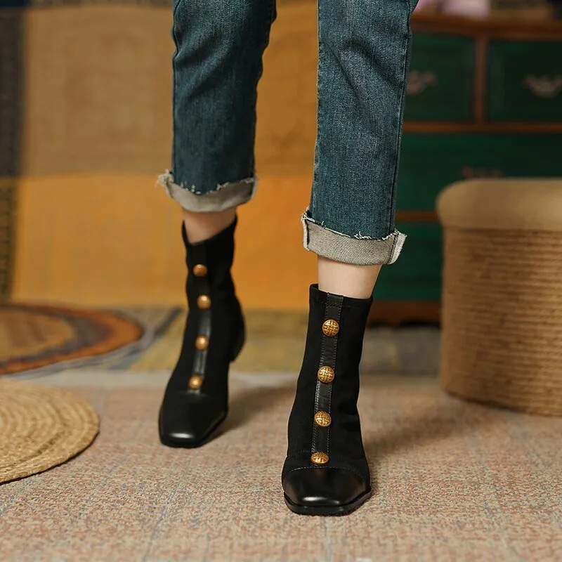 new autumn and winter Women ankle boots metal skinny boots