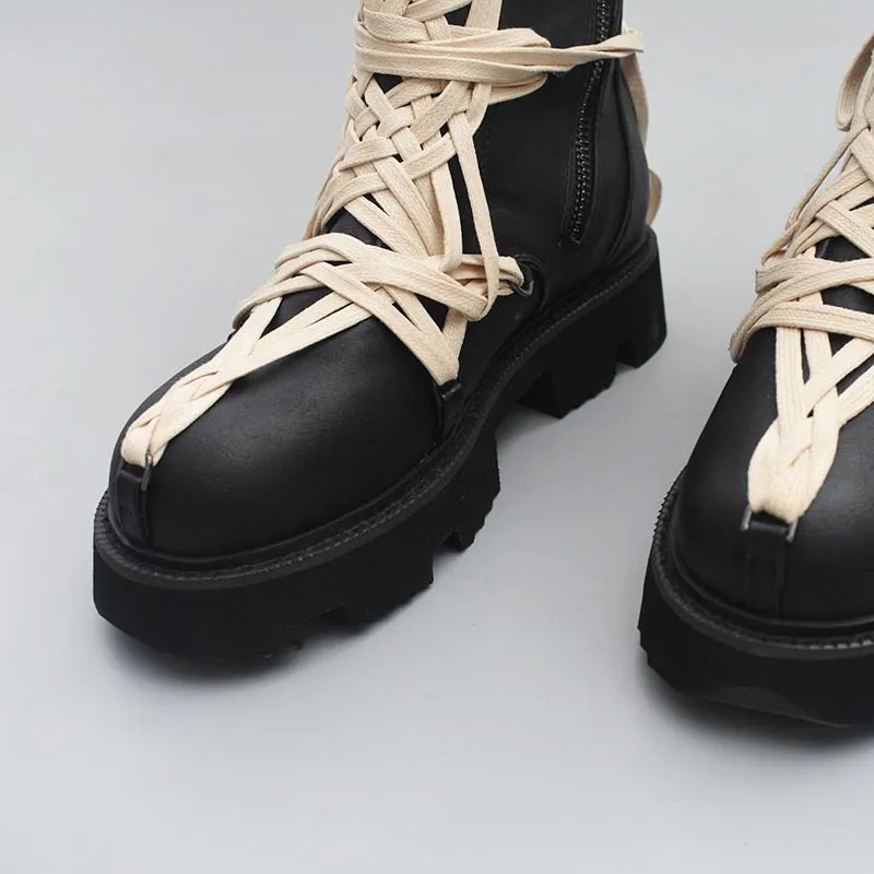 New British Style Thick-soled  Boots Woman
