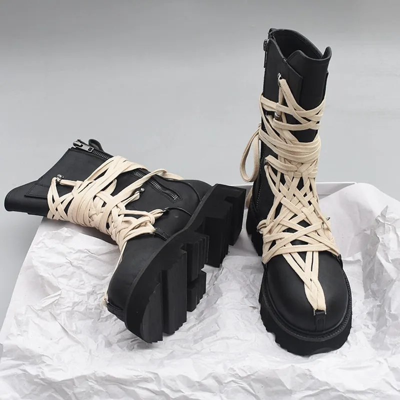 New British Style Thick-soled  Boots Woman