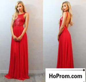 Open Back Red Seqins Prom Dress Evening Dresses