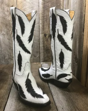 Ostrich & Python & Feathers Galore Falconhead Boots 1541 *