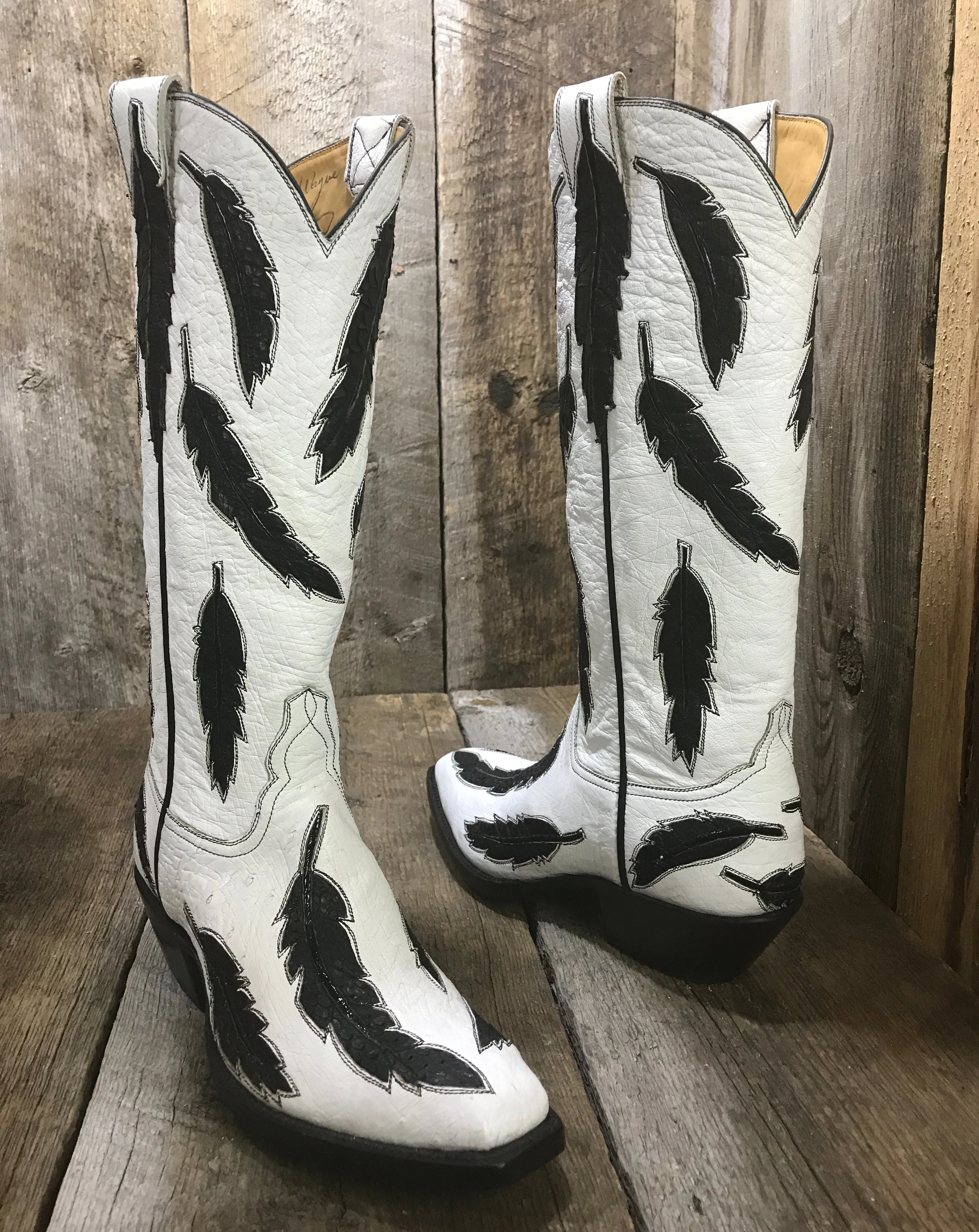 Ostrich & Python & Feathers Galore Falconhead Boots 1541 *
