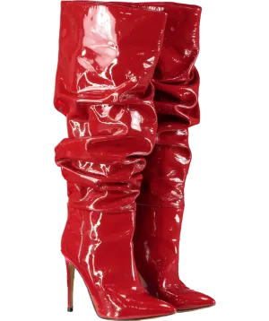 Paris Texas Red 110mm Patent-leather Slouchy Boots UK 7 EU 40 👠