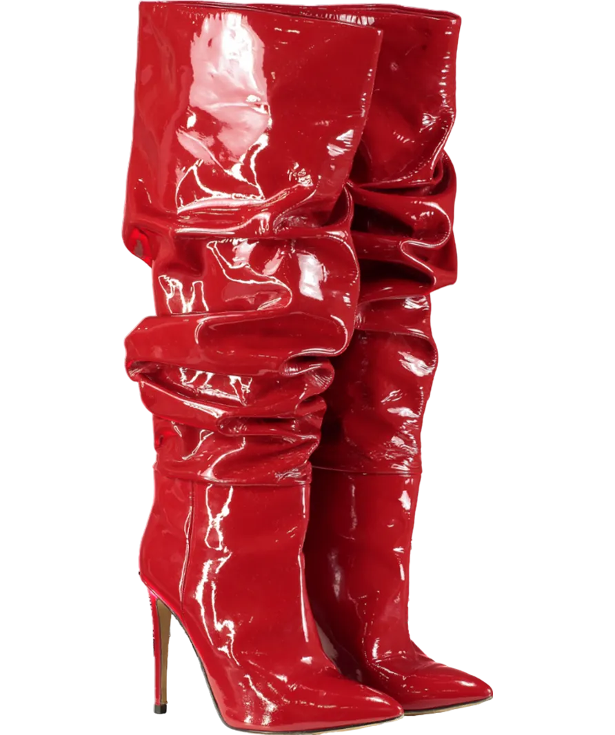 Paris Texas Red 110mm Patent-leather Slouchy Boots UK 7 EU 40 👠
