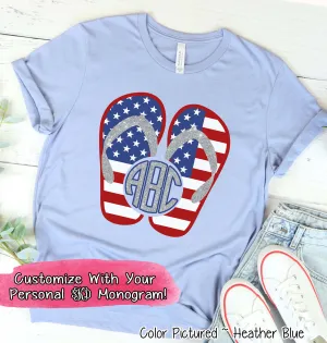 Patriotic Flip Flops Monogram Tee
