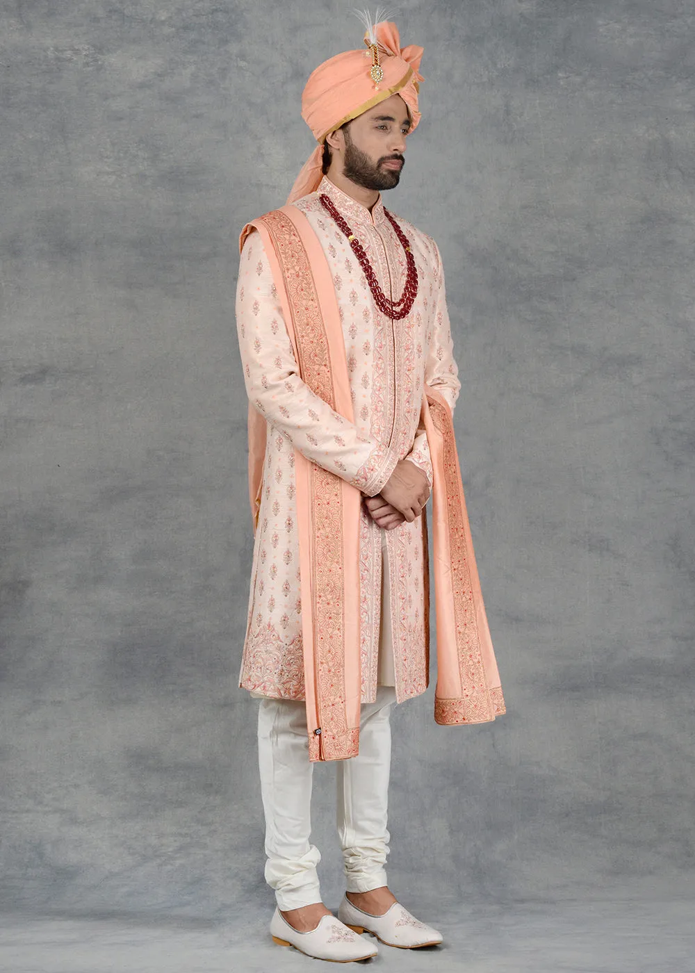Peach Sherwani | Siddhesh Chauhan