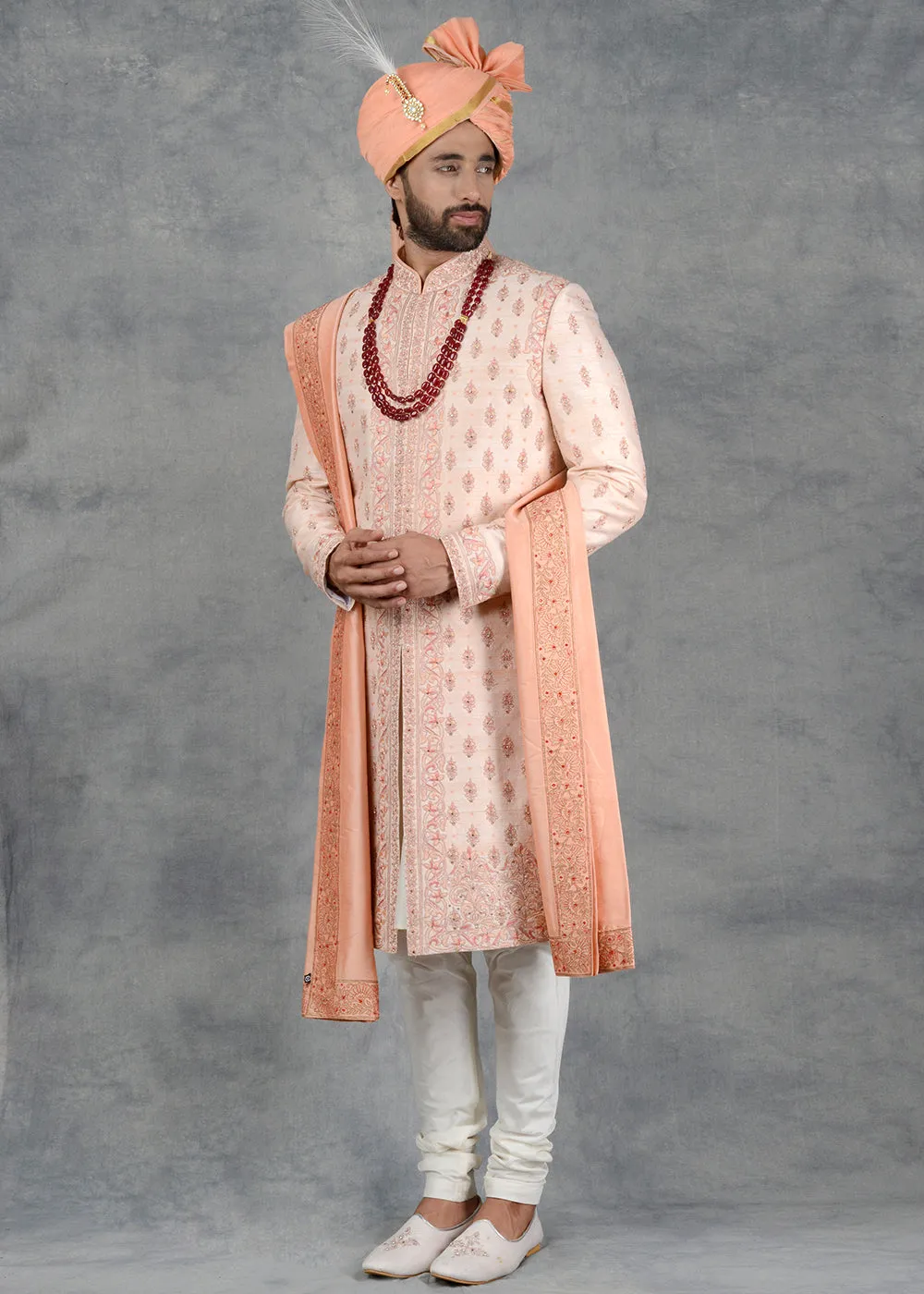 Peach Sherwani | Siddhesh Chauhan