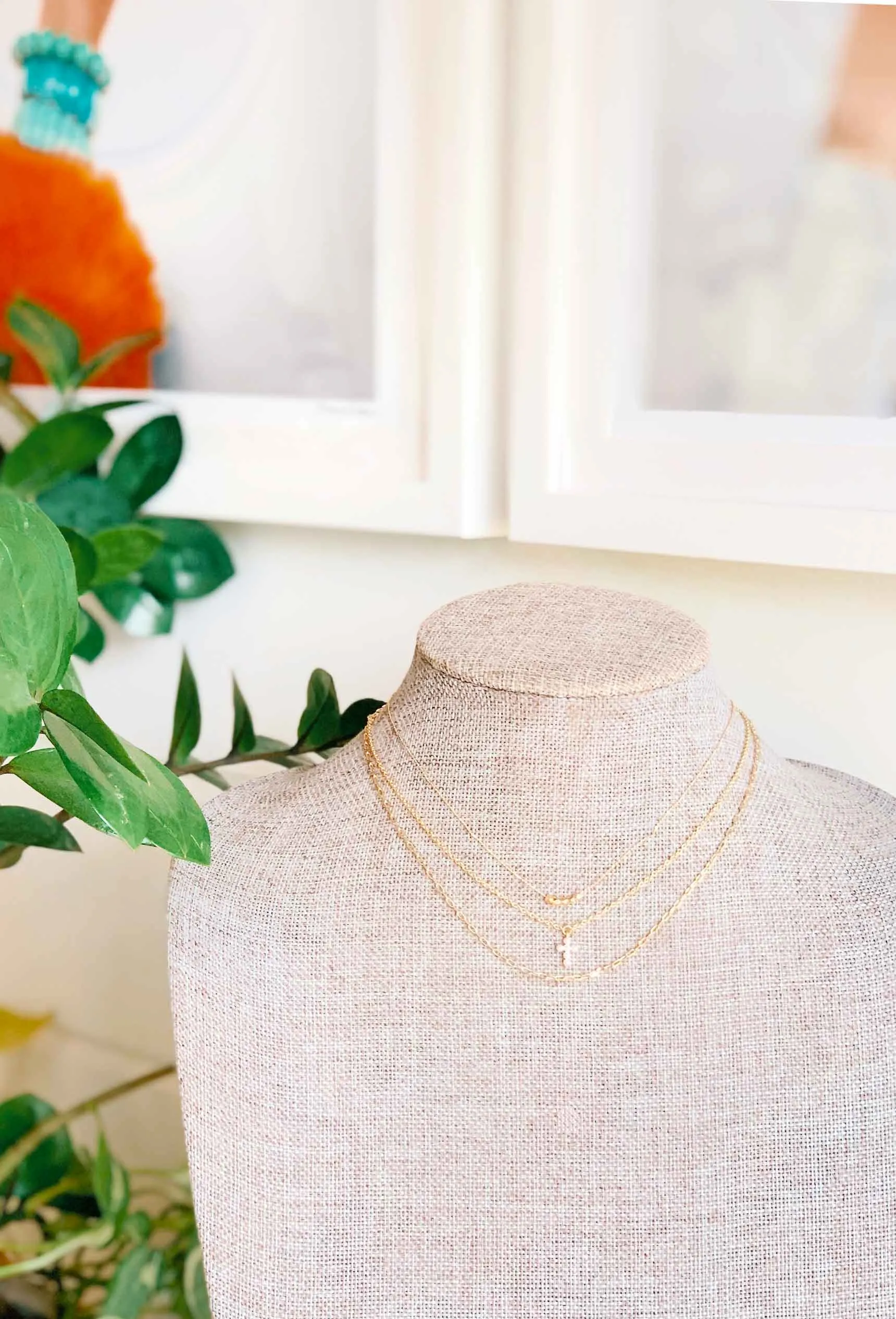 Pearl Cross Trio Necklace Set