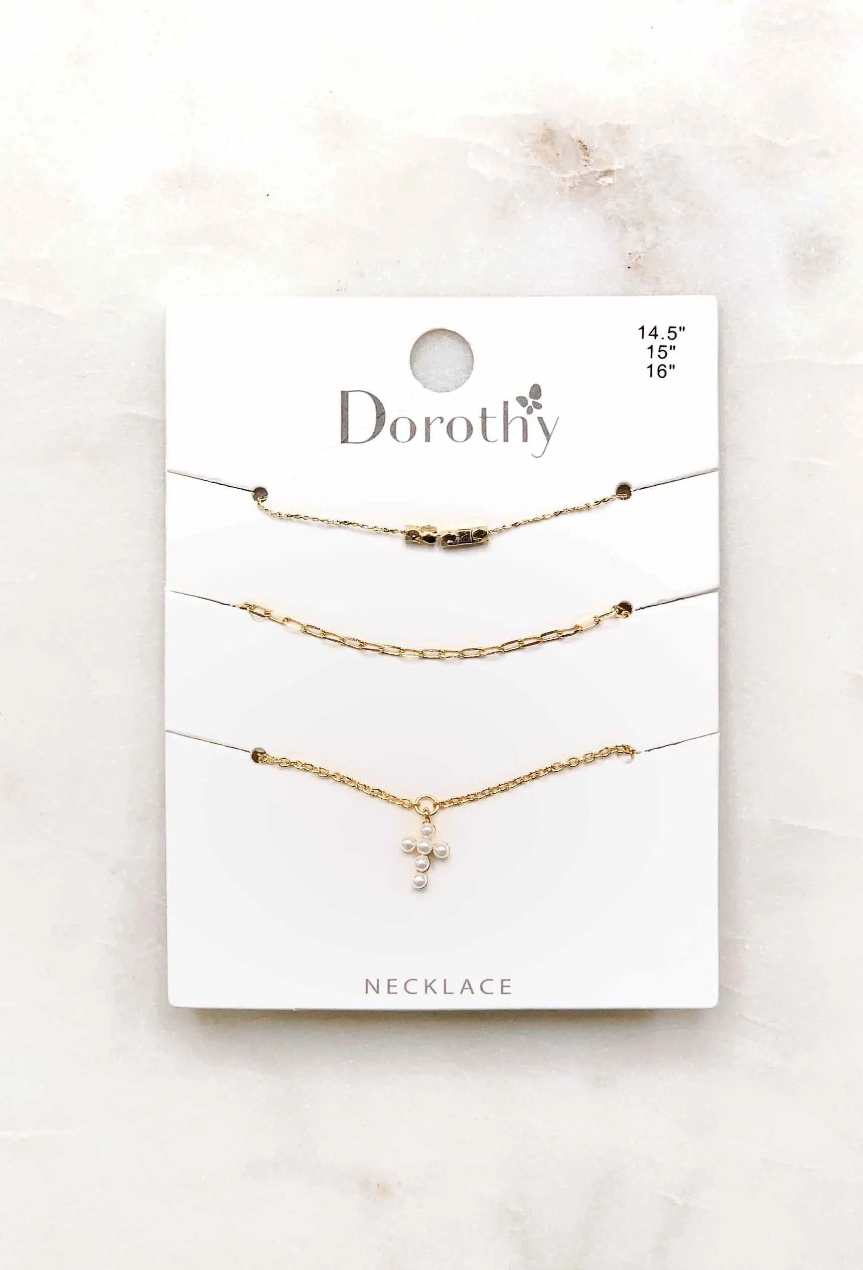 Pearl Cross Trio Necklace Set