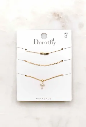 Pearl Cross Trio Necklace Set