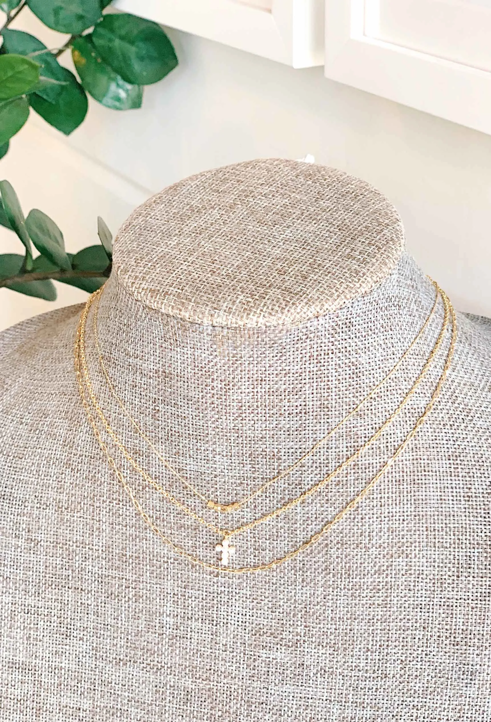 Pearl Cross Trio Necklace Set