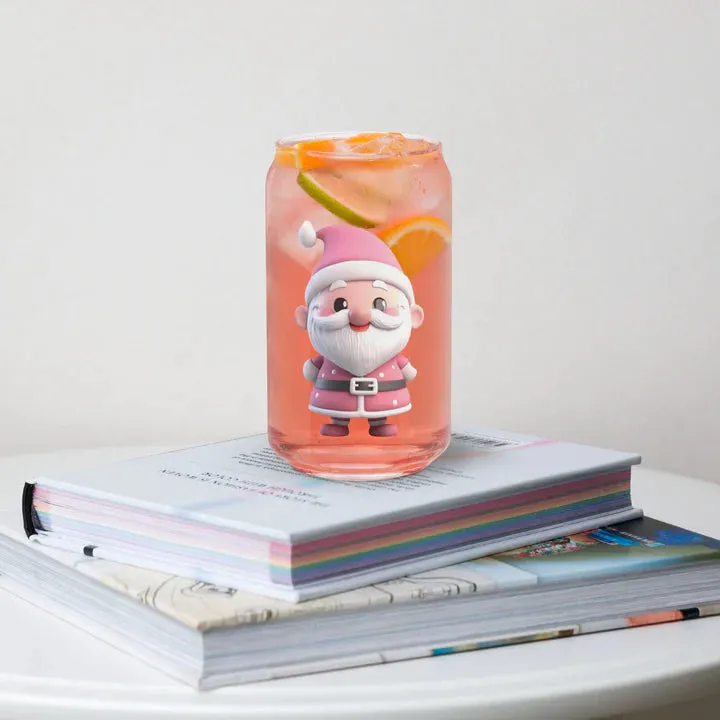 Pink Santa Claus SANTA001 Can-Shaped Glass