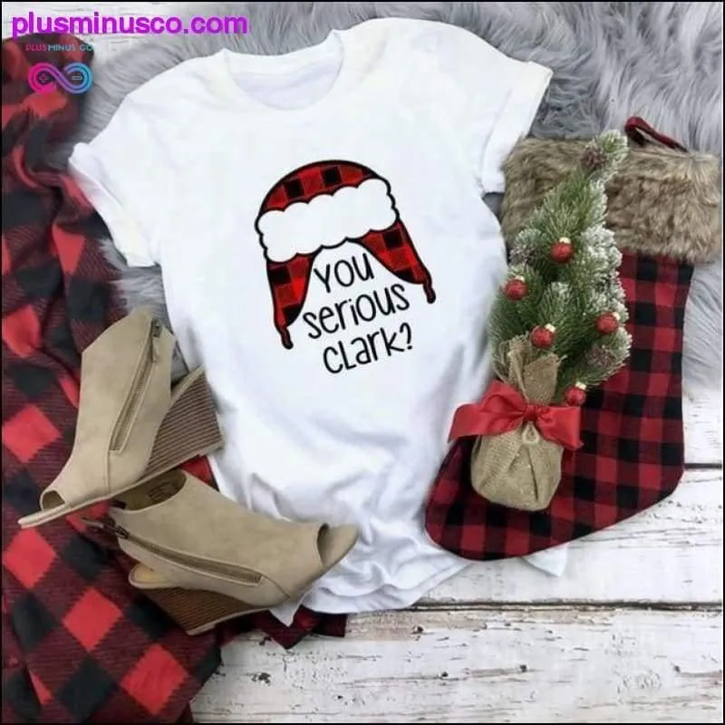 Plaid Christmas White T-Shirt || PlusMinusco.com