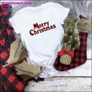 Plaid Christmas White T-Shirt || PlusMinusco.com