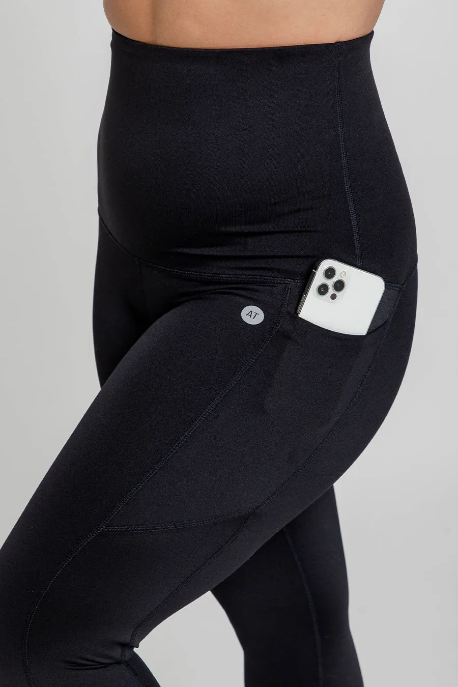 Postpartum Recovery 7/8 Length Legging with Pockets - Black