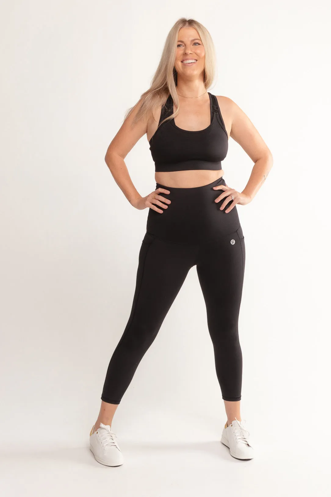 Postpartum Recovery 7/8 Length Legging with Pockets - Black