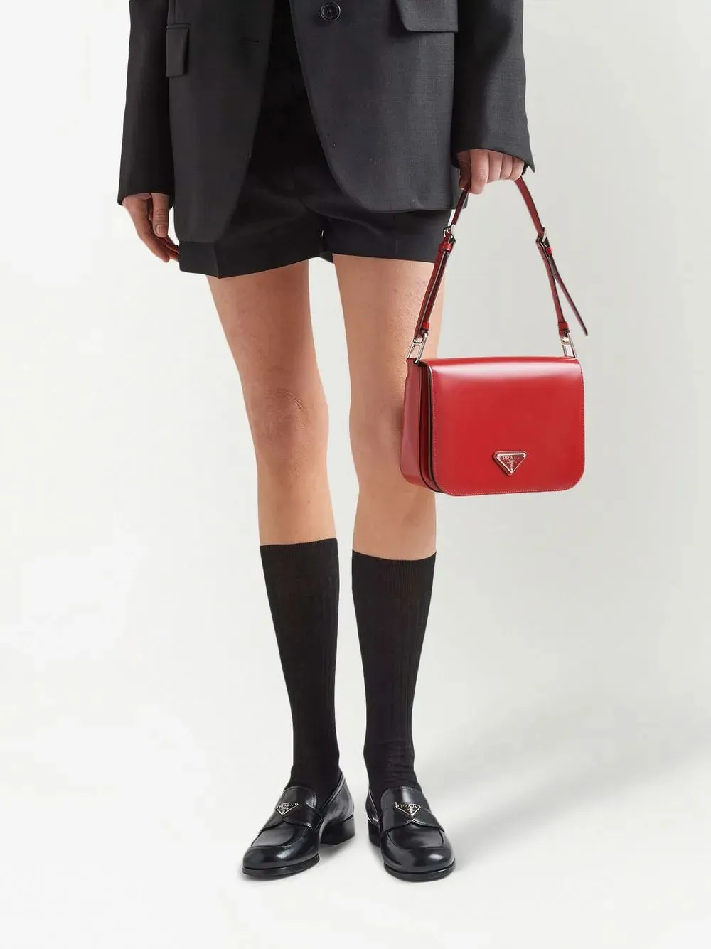 Prada logo-plaque leather loafers