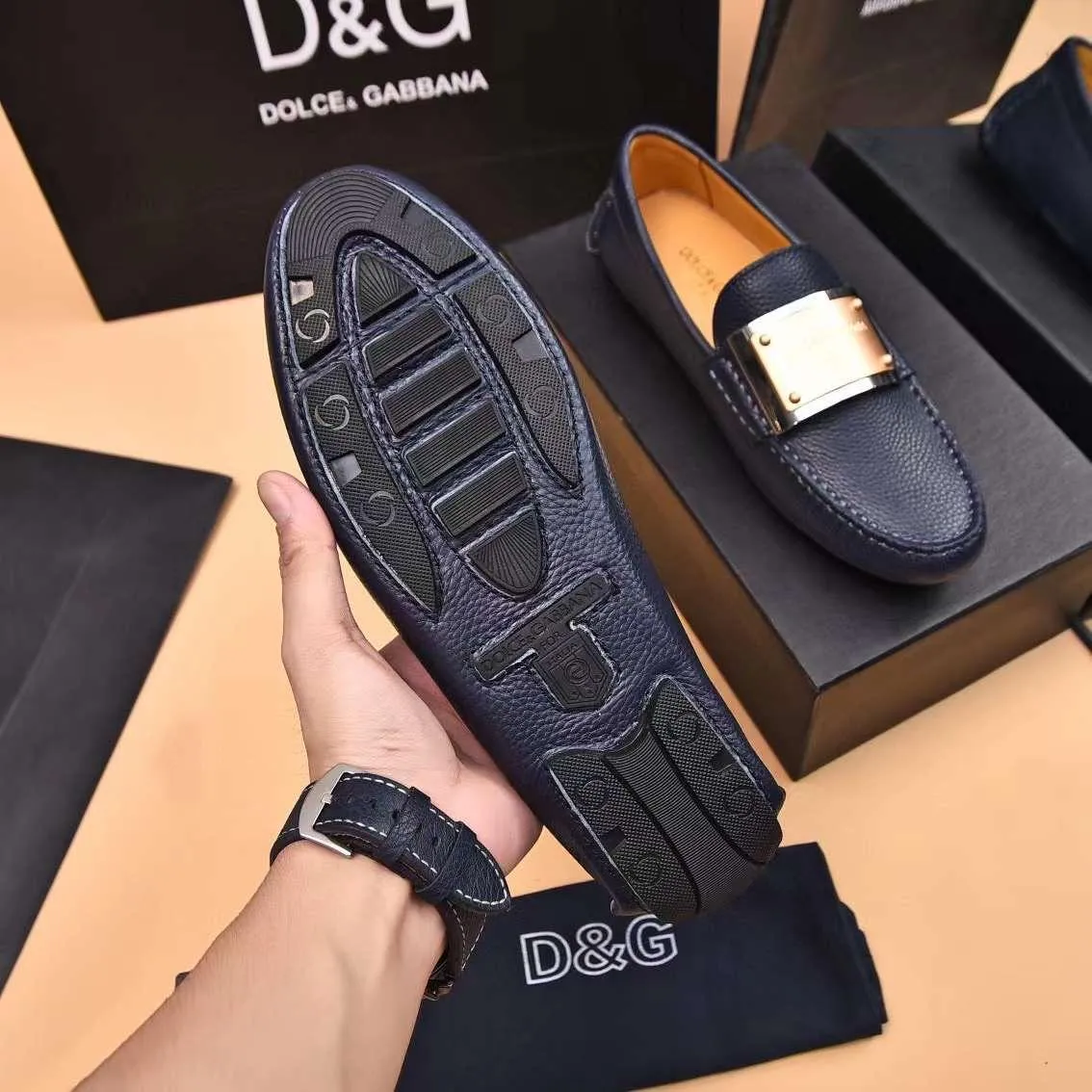 Premium Logo-Plaque  Black Loafers