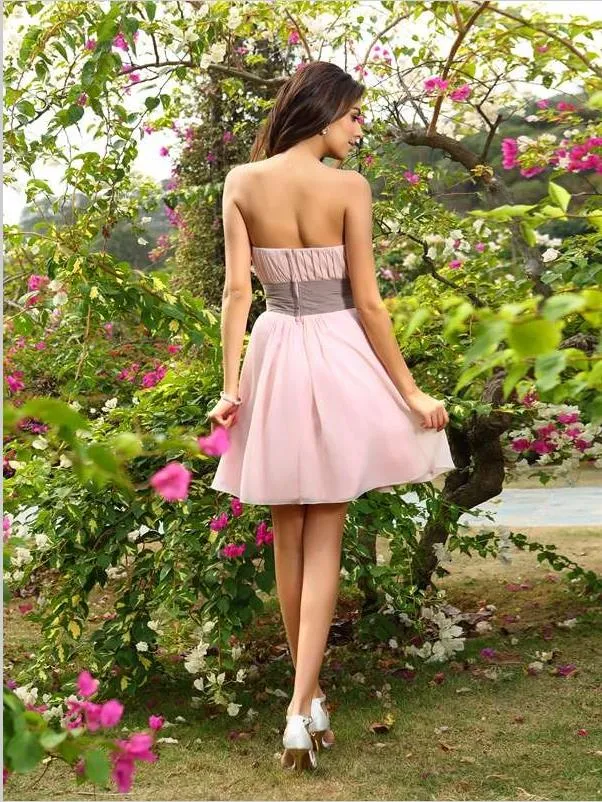 Princess Chiffon Bridesmaid Dresses,Pleats Sleeveless Short Bridesmaid Dresses
