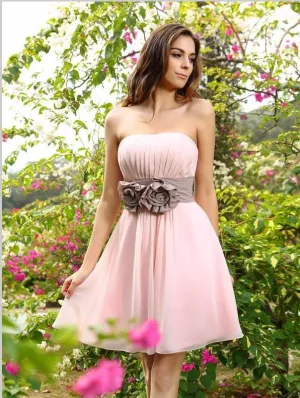 Princess Chiffon Bridesmaid Dresses,Pleats Sleeveless Short Bridesmaid Dresses