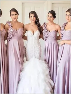 Princess Chiffon One Shoulder Bridesmaid Dresses Floor Length