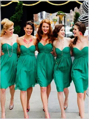 Princess Chiffon Strapless Short Bridesmaid Dresses